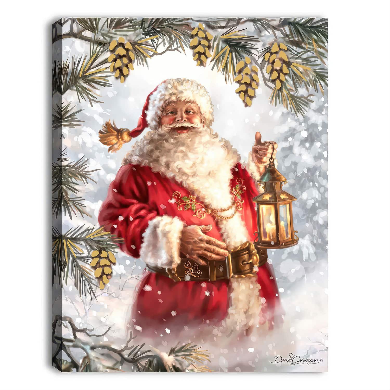 White Gold Santa Lighted Tabletop Canvasjpg