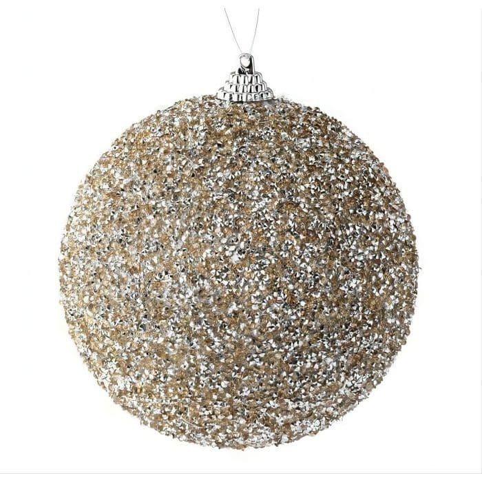Gold and Silver Micro Beaded Ball Ornament