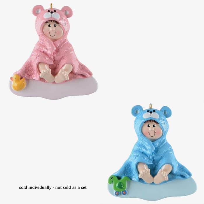 Beary Bath Time Child Ornament Personalized