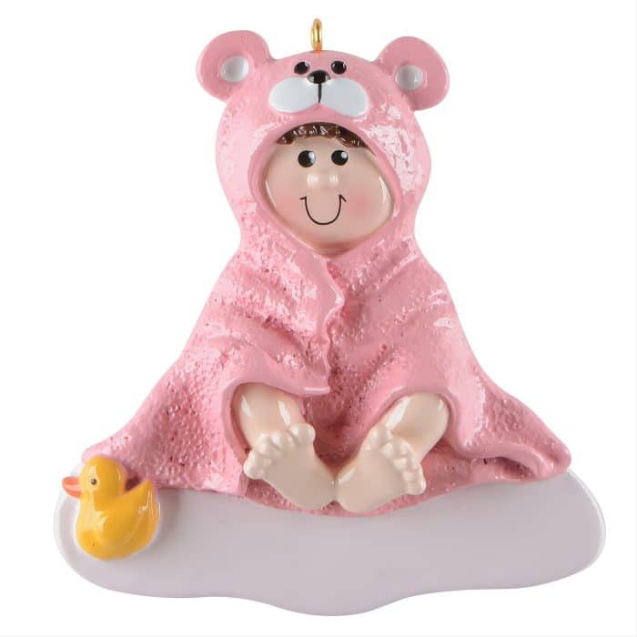 Beary Bath Time Child Ornament Personalized Girl
