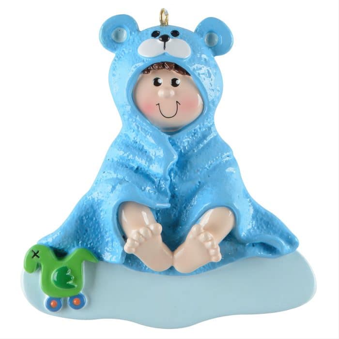 Beary Bath Time Child Ornament Personalized Boy
