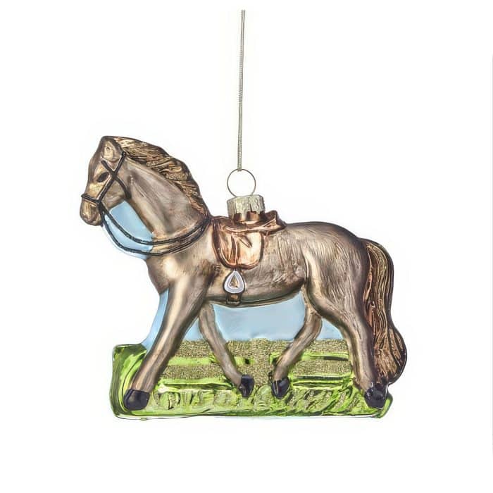 Golden Saddle Brown Horse Ornament