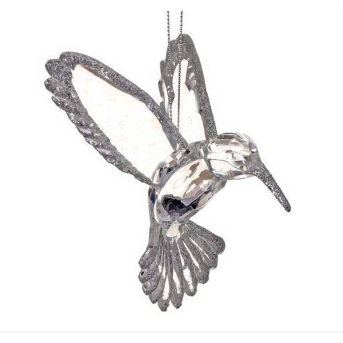 Glittered Clear Hummingbird Ornament