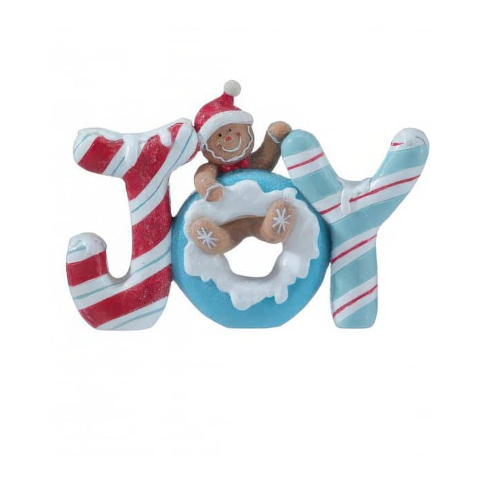 Joy Gingerbread Santa Figurine