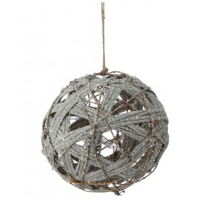 Natural Frost Twig Ball Ornament