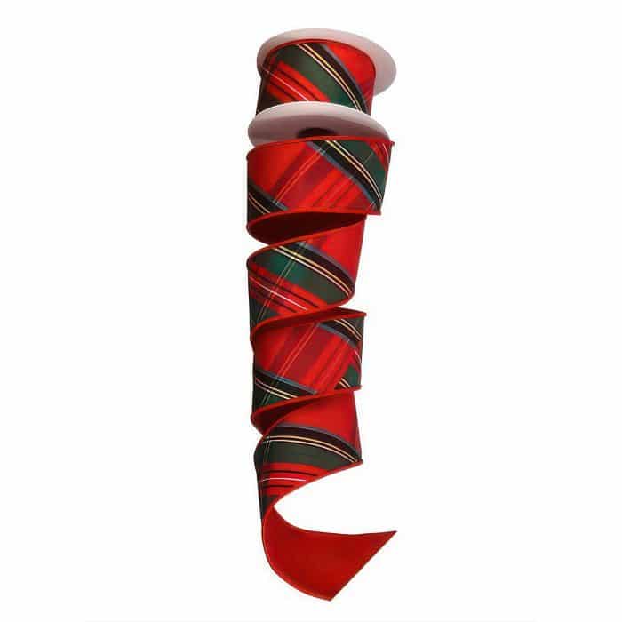 Diagonal Cut Plaid Dupion Ribbon 25