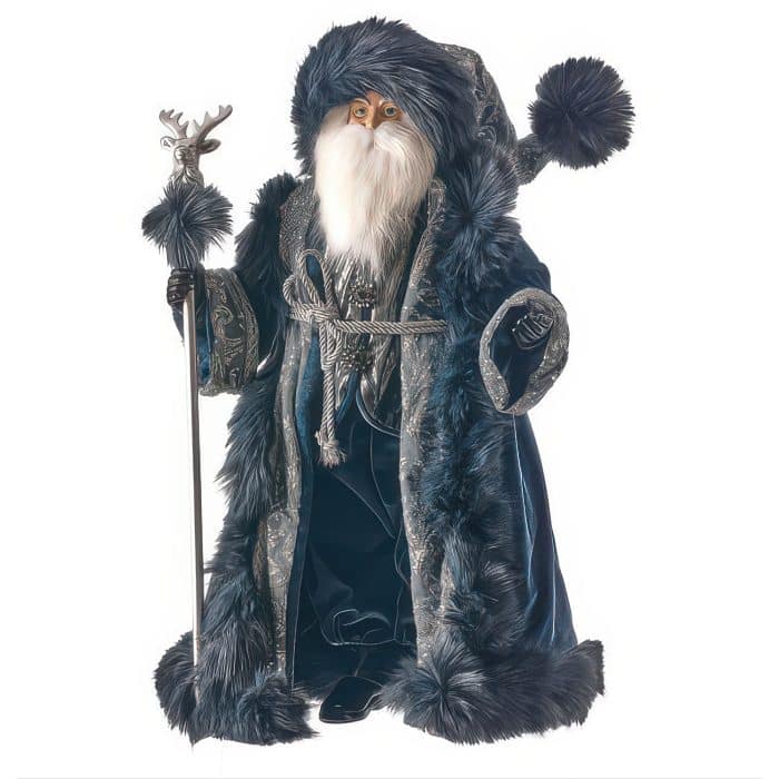 Regal Navy Blue Santa with Staff