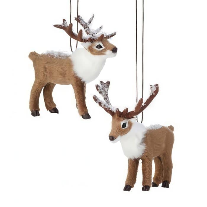 Furry Reindeer With Snow Ornaments Two Styles