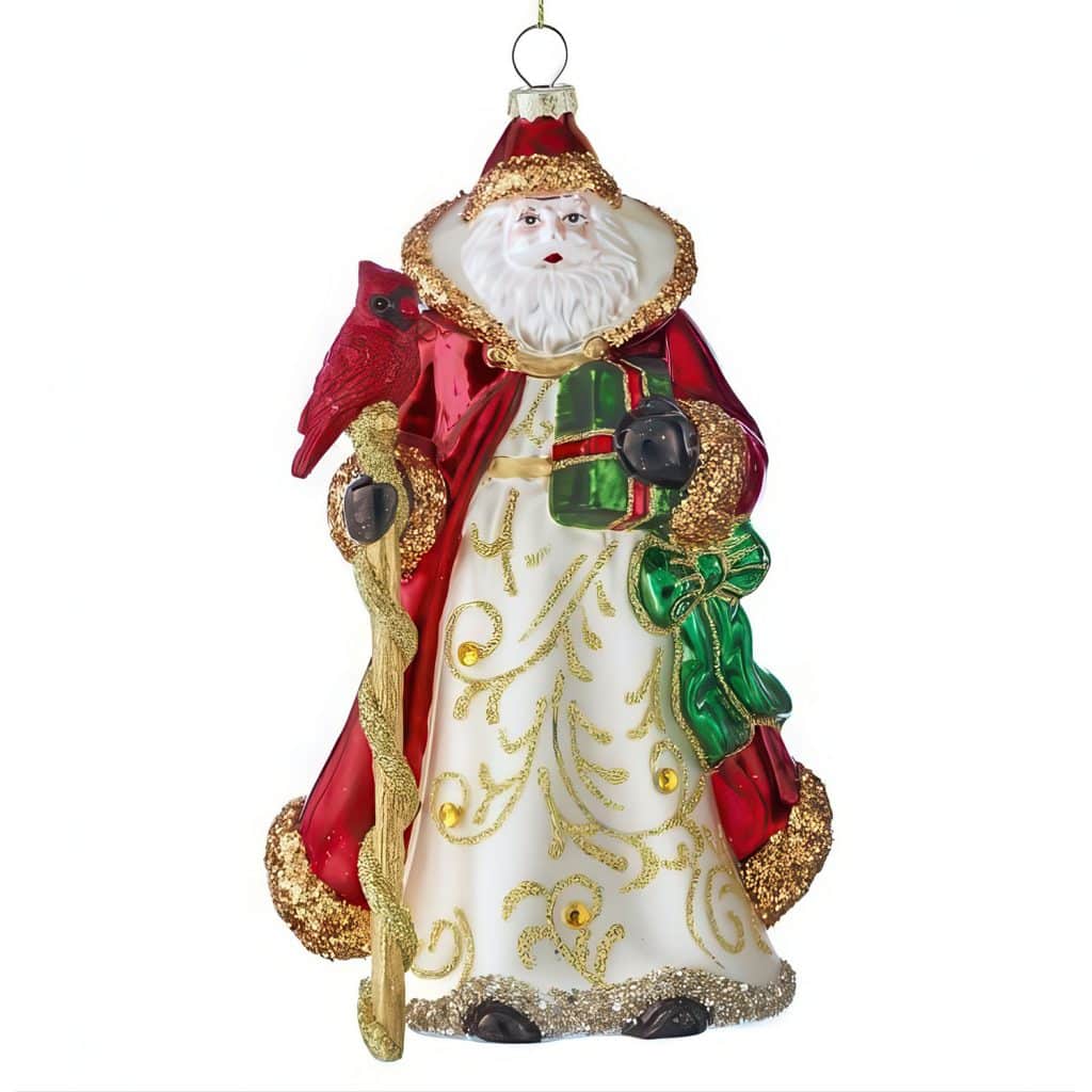 Santa with Cardinal Ornament