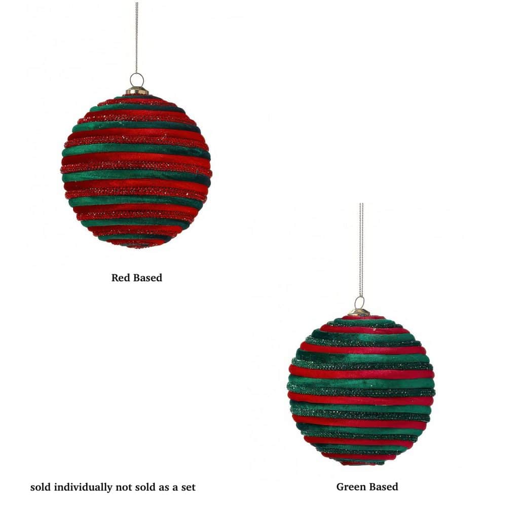 Velvet Jewel Striped Ball Ornament Two Styles
