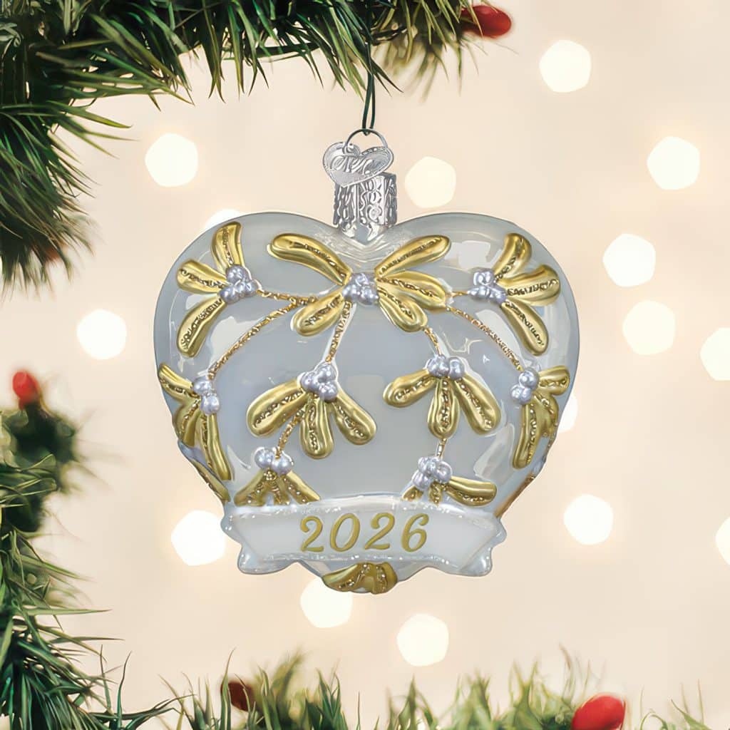 2026 Silver and Gold Heart Ornament Old World Christmas
