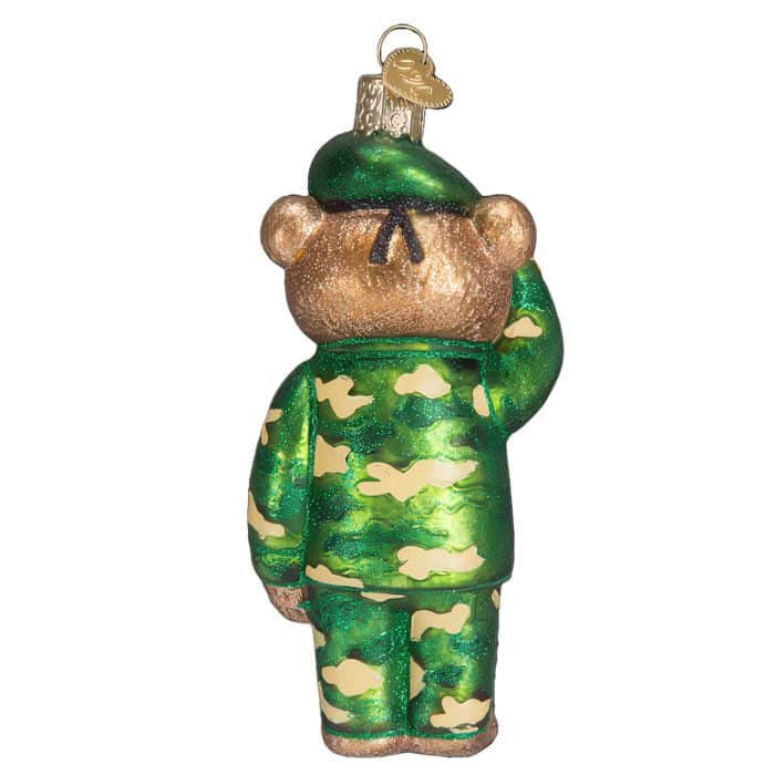 Army Bear Ornament Old World Christmas Back