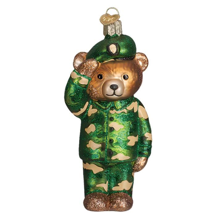 Army Bear Ornament Old World Christmas Front