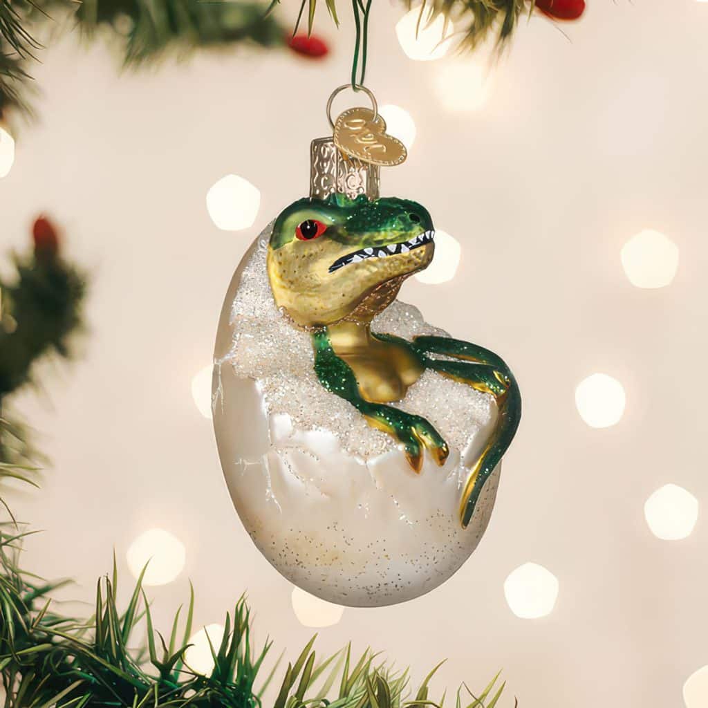 Baby Dino in Egg Ornament Old World Christmas