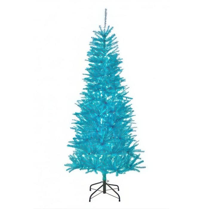 Blue Iridescent Tinsel Led Slim Tree 6