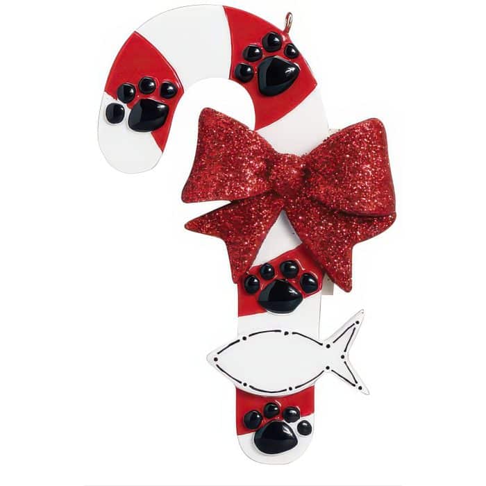 Cat Paw Candy Cane Ornament Personalize