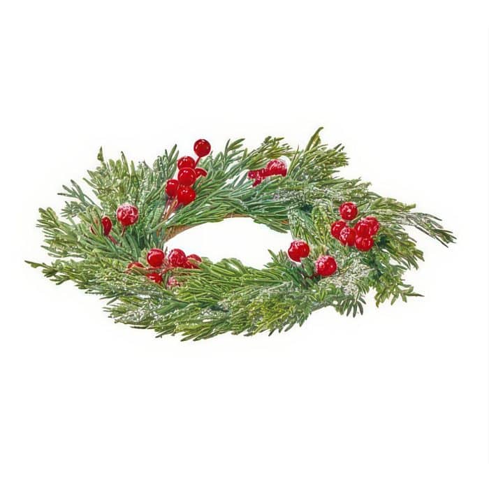 Cedar Frosted Red Berry Candle Ring