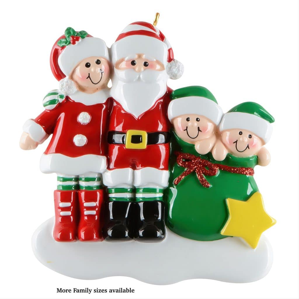 Claus and Kids Family Ornaments Personalize Four