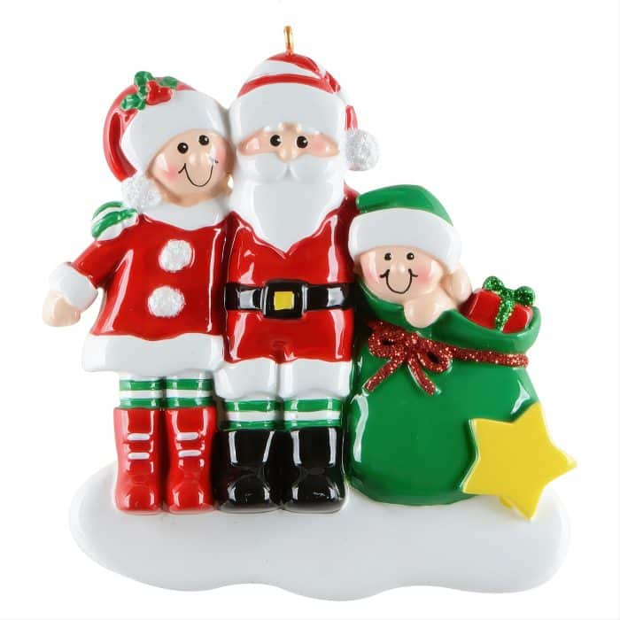 Claus and Kids Family Ornaments Personalize Three