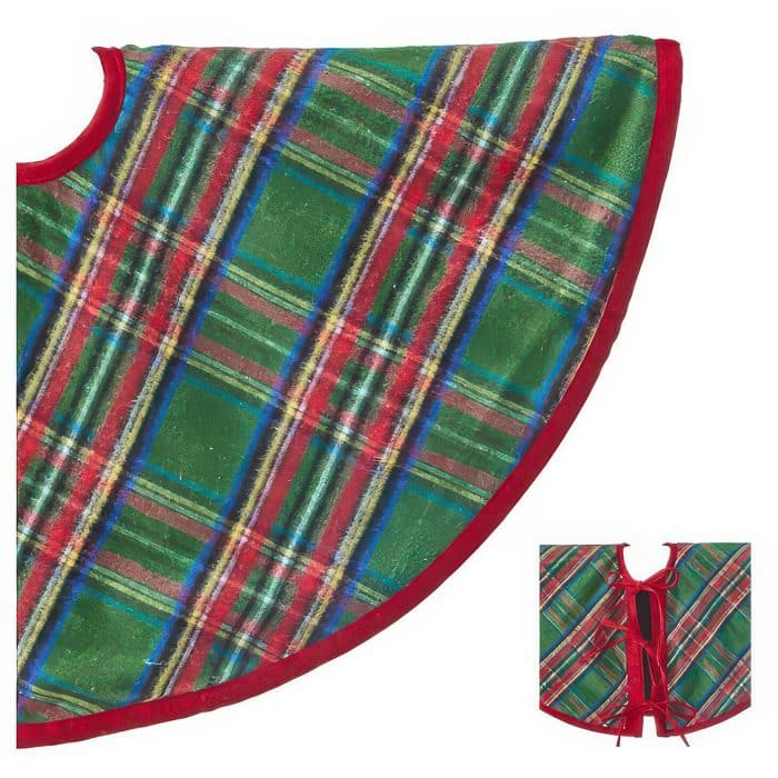 Cozy Cotton Plaid Tree Skirts 24 Green with Red