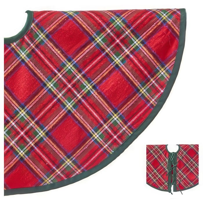 Cozy Cotton Plaid Tree Skirts 24 Red with Green
