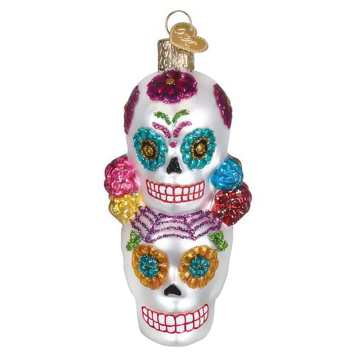 Dia De Los Muertos Stacked Skulls Ornament Old World Christmas Front