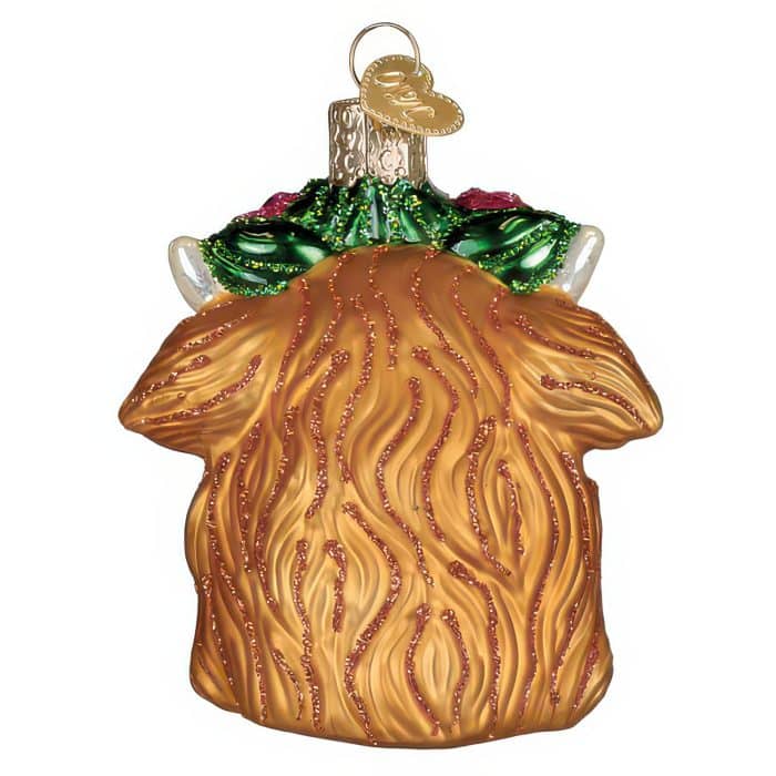 Floral Highland Cow Ornament Old World Christmas Back