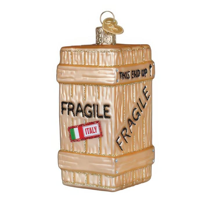 Fragile Crate Ornament Old World Christmas Front