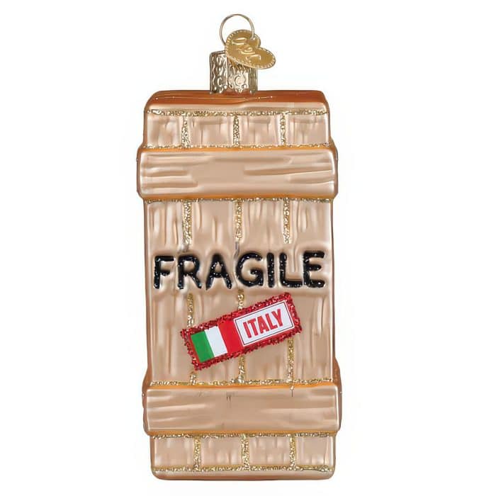 Fragile Crate Ornament Old World Christmas Side