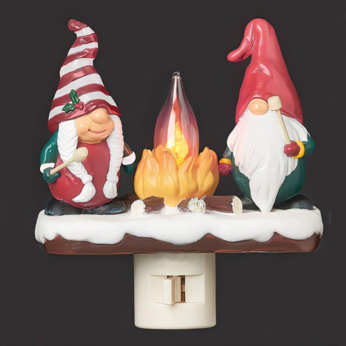 Gnome Couple Campfire Night Light