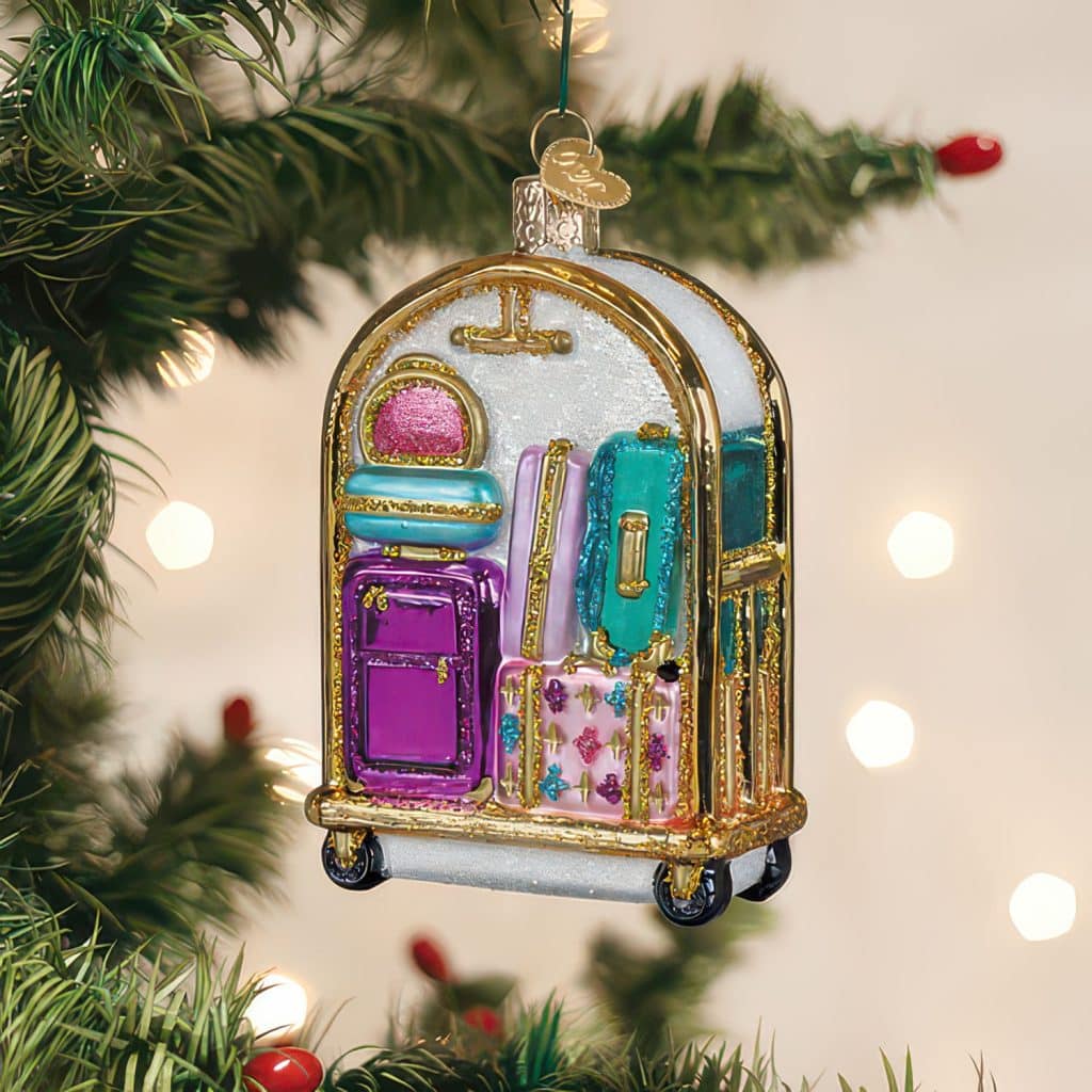 Hotel Luggage Cart Ornament Old World Christmas
