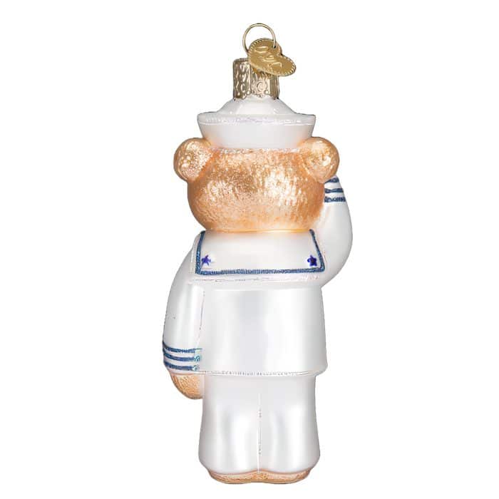 Navy Bear Ornament Old World Christmas Back