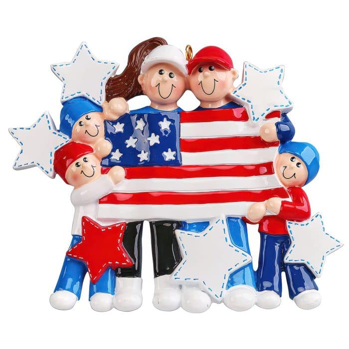 Patriotic Family Ornaments Personalize Four