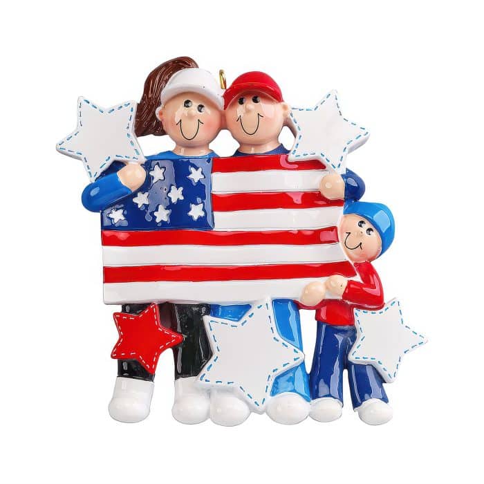 Patriotic Family Ornaments Personalize Three