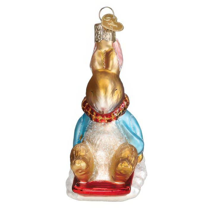 Peter Rabbit on a Sled Ornament Old World Christmas Side