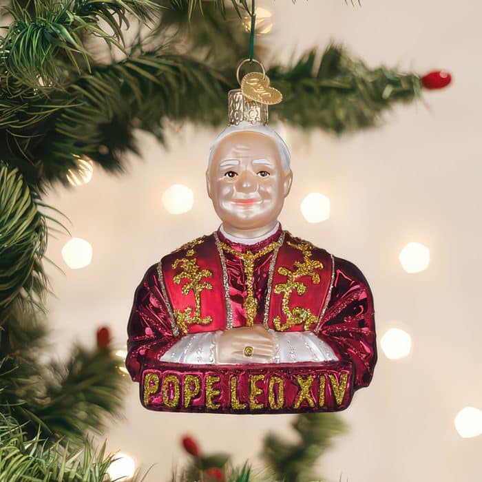 Pope Leo XIV Ornament Old World Christmas Back