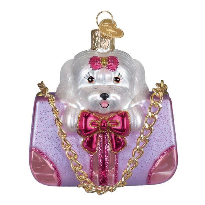 Posh Pup In A Purse Ornament Old World Christmas Front