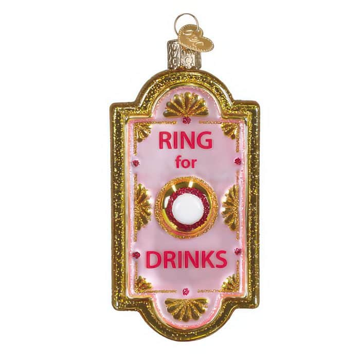 Rings for Drinks Doorbell Ornament Old World Christmas Front