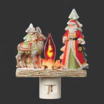 Santa And Reindeer Campfire Night Light