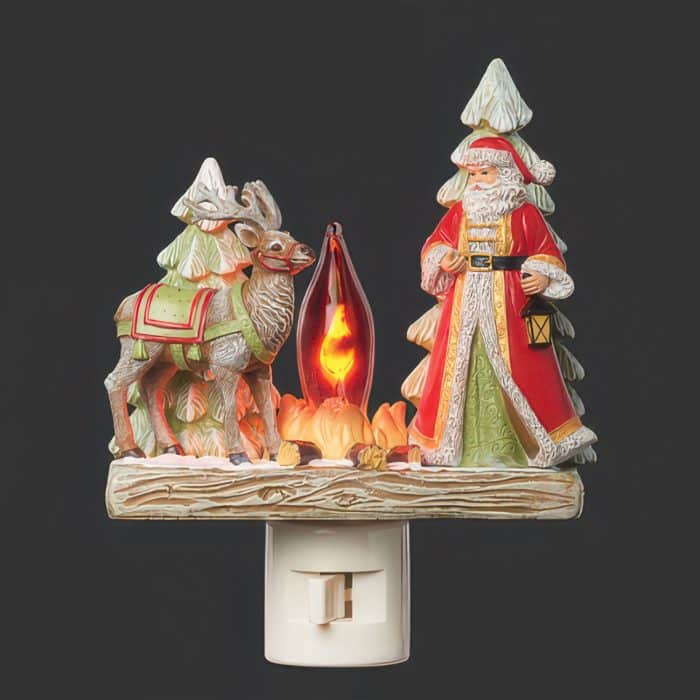 Santa And Reindeer Campfire Night Light