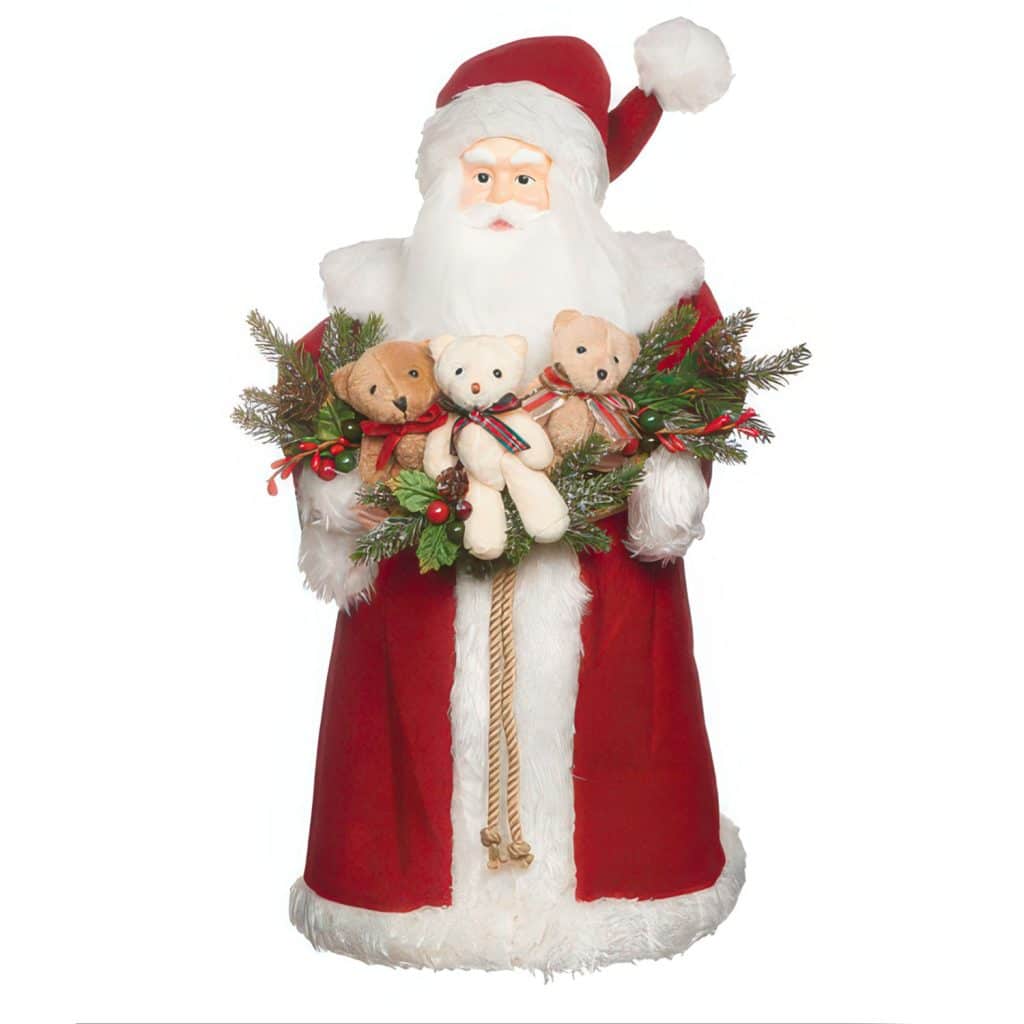 Santa with Bear Garland Tree Topper