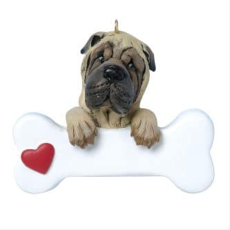 Shar Pei Dog Bone Ornament Personalize