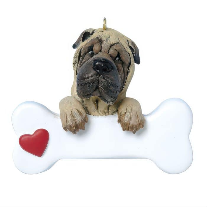 Shar Pei Dog Bone Ornament Personalize