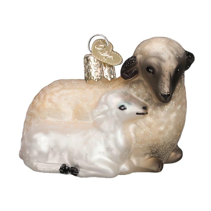 Sheep With Lamb Ornament Old World Christmas Front