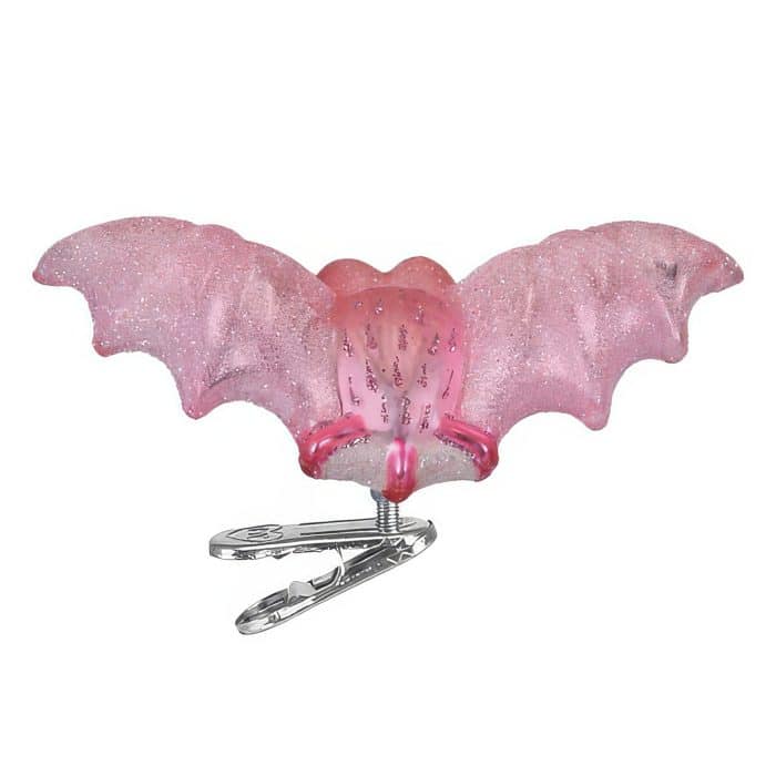 Shimmering Pink Bat Ornament Old World Christmas Back