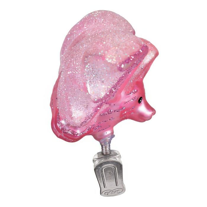 Shimmering Pink Bat Ornament Old World Christmas Side