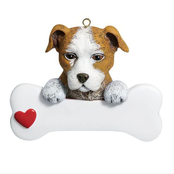 Staffordshire Dog Bone Ornament Personalize