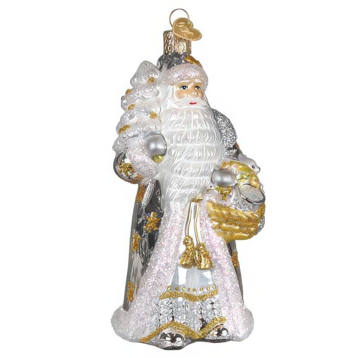 Sterling Santa Ornament Old World Christmas Front