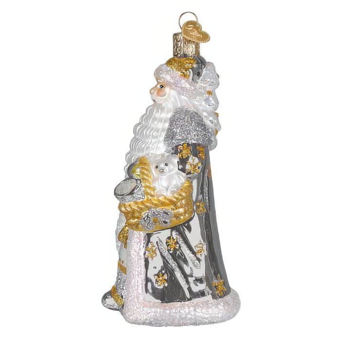 Sterling Santa Ornament Old World Christmas Side