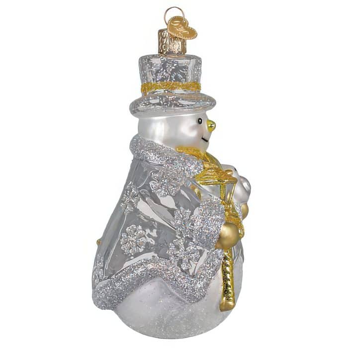 Sterling Snowman Ornament Old World Christmas Side